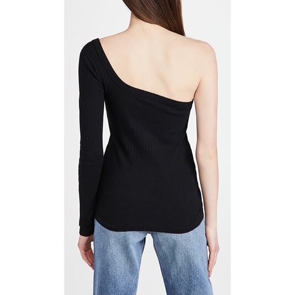 Ninety Percent  One Shoulder Rib Top  Black, L - Picture 2 of 7